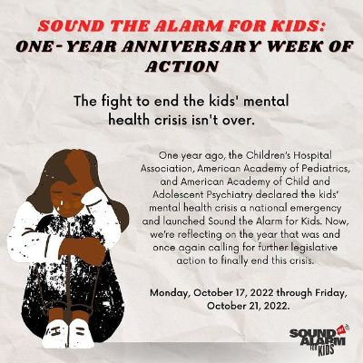 The poster shows the sad young girl sitting with a hand on her head.